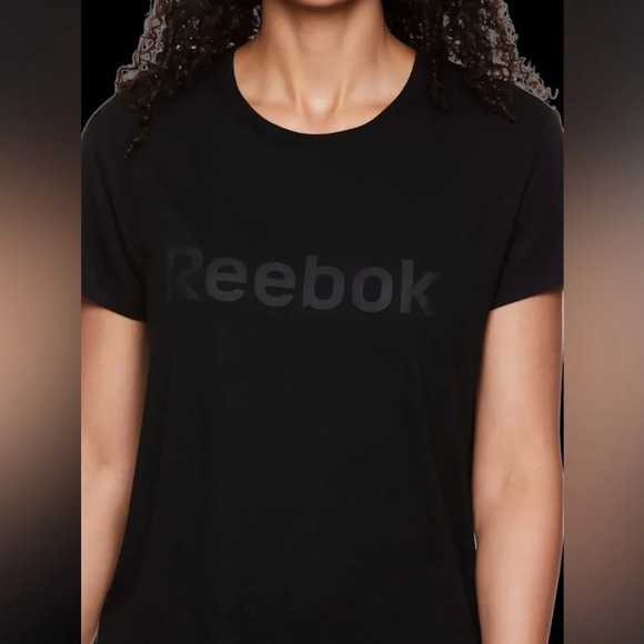 Reebok Renew black short-sleeve logo embossed T-shirt Sz M - Picture 12 of 12